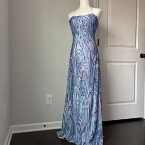 Vintage y2k Early 2000s Alyce Designs  Blue Purple Beaded Dress